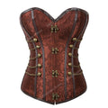 Steampunk Corset Women Plus Size Pirate Corset Top Overbust Halloween Lace Up Costume Gothic Steampunk Corset Metallic Red Brown