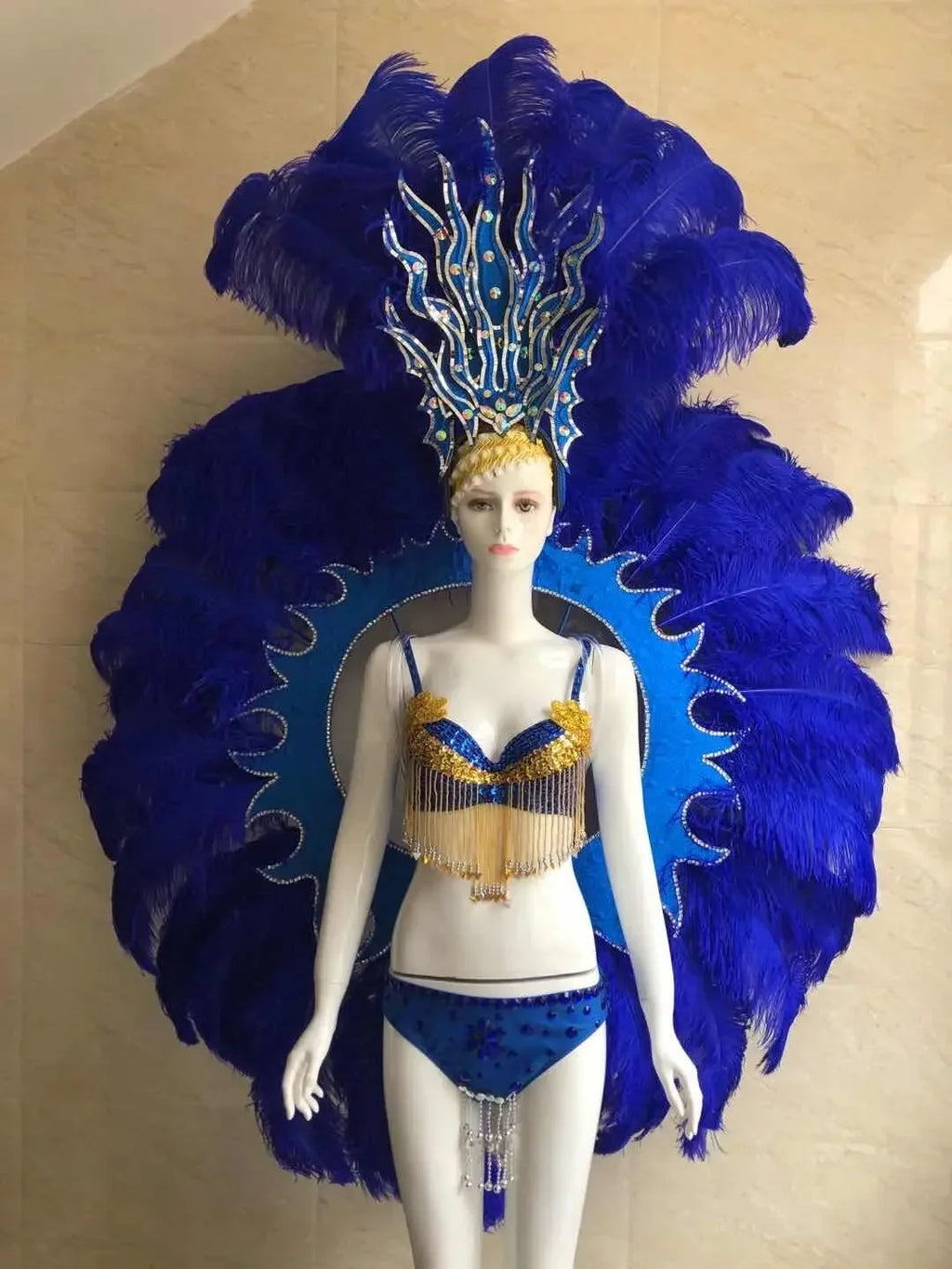 Feathered Carnival Headdress and Backpack Wing Set