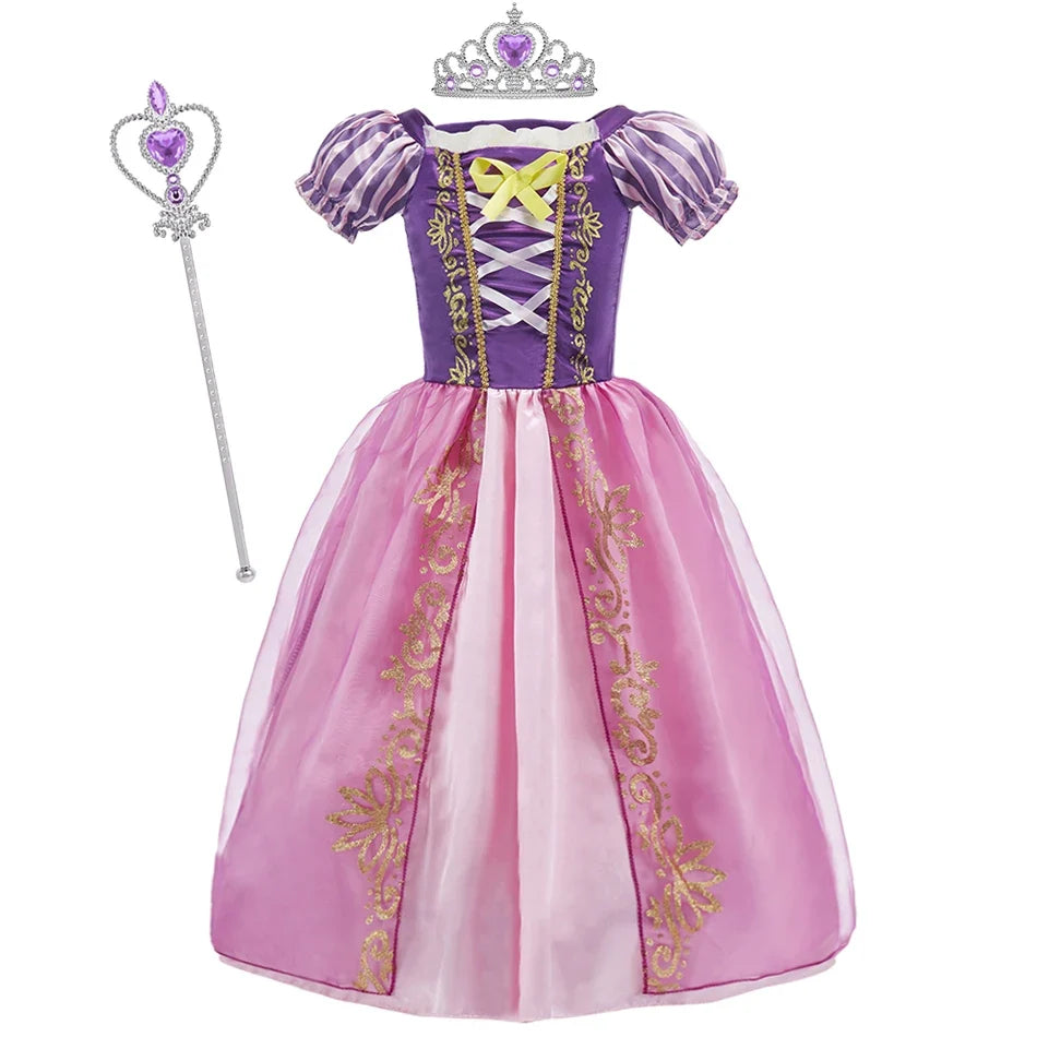 Girls Rapunzel Princess Costume Dress – Tangled Cosplay Outfit