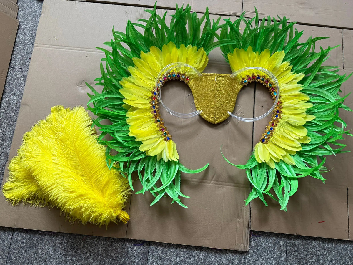 Two-Tone Feather Wing Backpiece Stage Costume Accessory