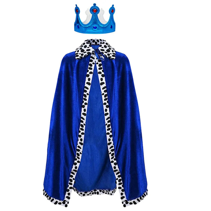 King Prince Cape Cosplay Costume with Crown – Royal Cloak Set