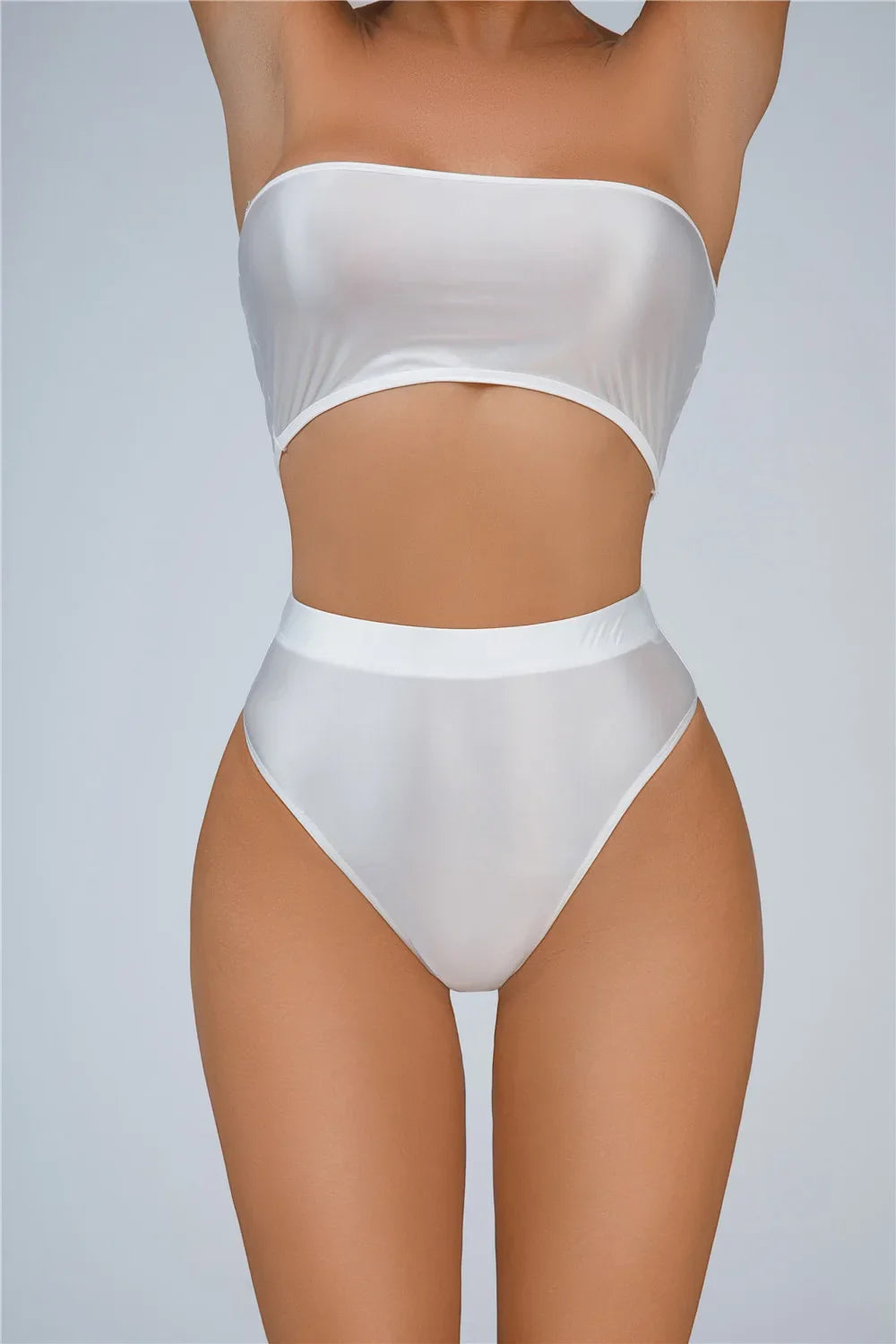High-Waist Oil Glossy Sheer G-String Thong Satin Smooth Seamless Briefs