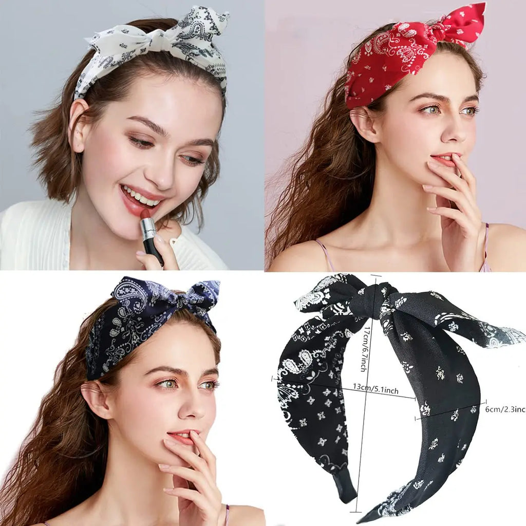 Paisley Bandana Rabbit Ear Headband for Women