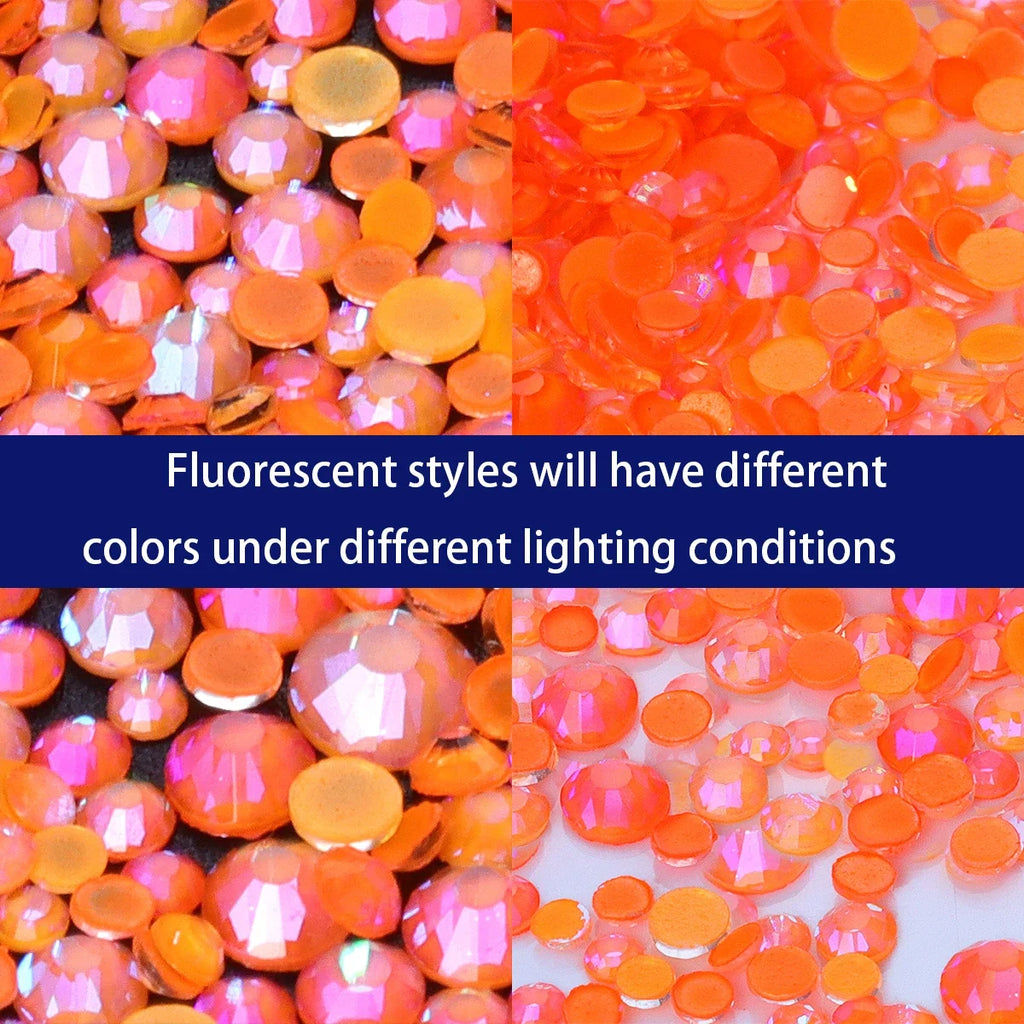 1440PC Mix Size SS6-SS20 Mocha Shimmer Neon Glass FlatBack Non-Hotfix Rhinestones