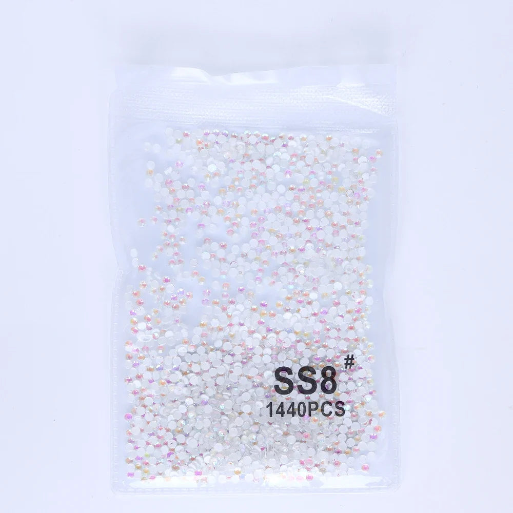 SS6-SS30 Mocha Shimmer White Glass Flatback Non-hotfix Rhinestones