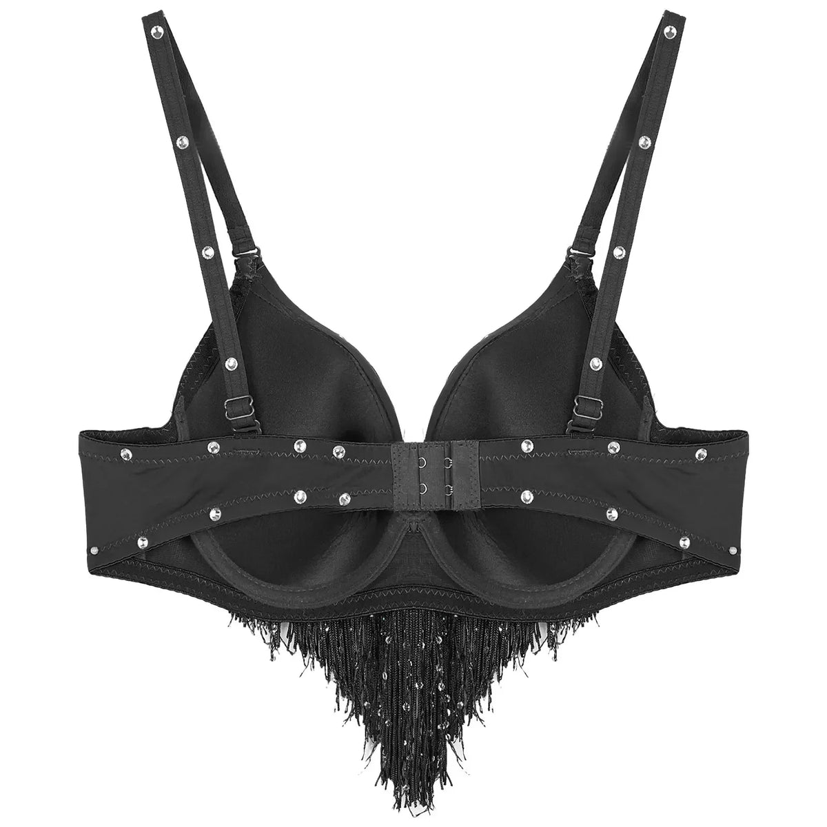 The Stardust Oasis Sirena – Sequined Tassel & Rhinestone Push-Up Belly Dance Bra Top
