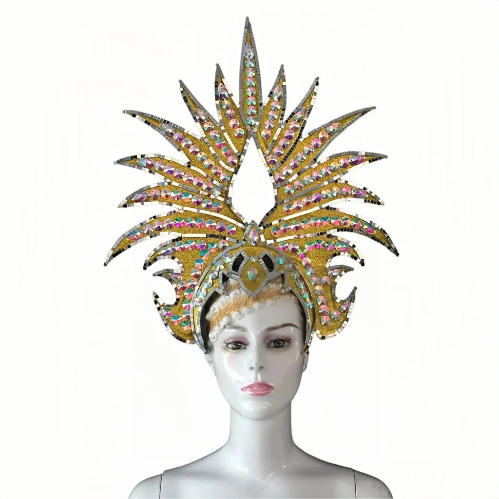 The Stardust Majestic Feather Crown – Carnival & Cabaret Stage Headdress