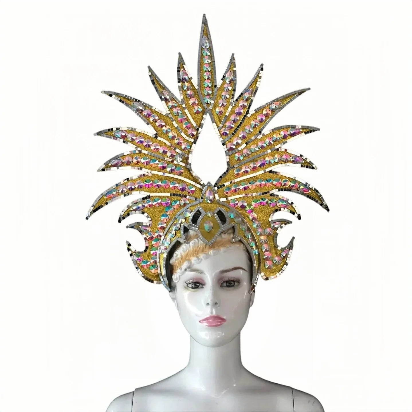 The Stardust Majestic Feather Crown – Carnival & Cabaret Stage Headdress