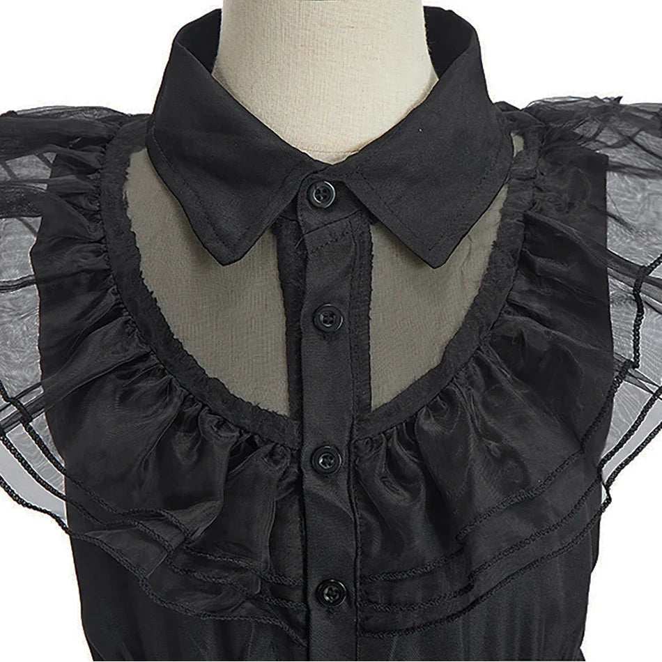 Black Witch Halloween Princess Dress Kids Cosplay Gown