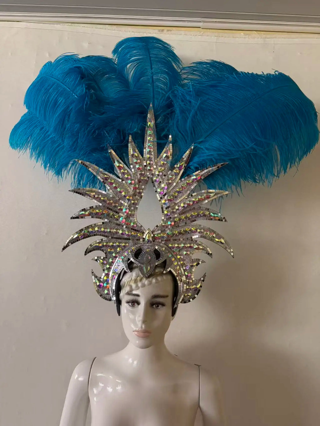 The Stardust Majestic Feather Crown – Carnival & Cabaret Stage Headdress