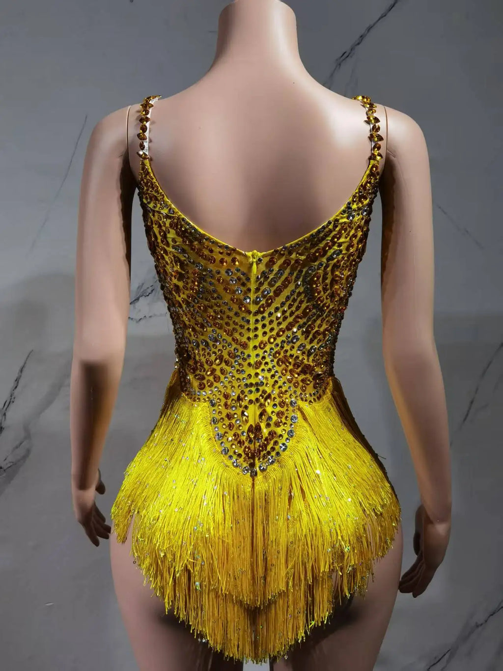 The Stardust Festival Fringe Bodysuit – Luxury Rhinestone Tassel Showgirl Costume