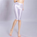 Women's Oil Glossy Sheer High-Waist Shaping Shorts Satin Smooth Leggings