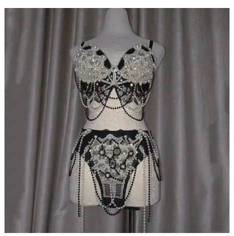 Rhinestone & Lace Bikini Performance Costume Set