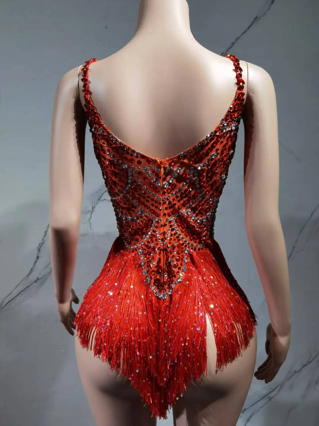 The Stardust Festival Fringe Bodysuit – Luxury Rhinestone Tassel Showgirl Costume
