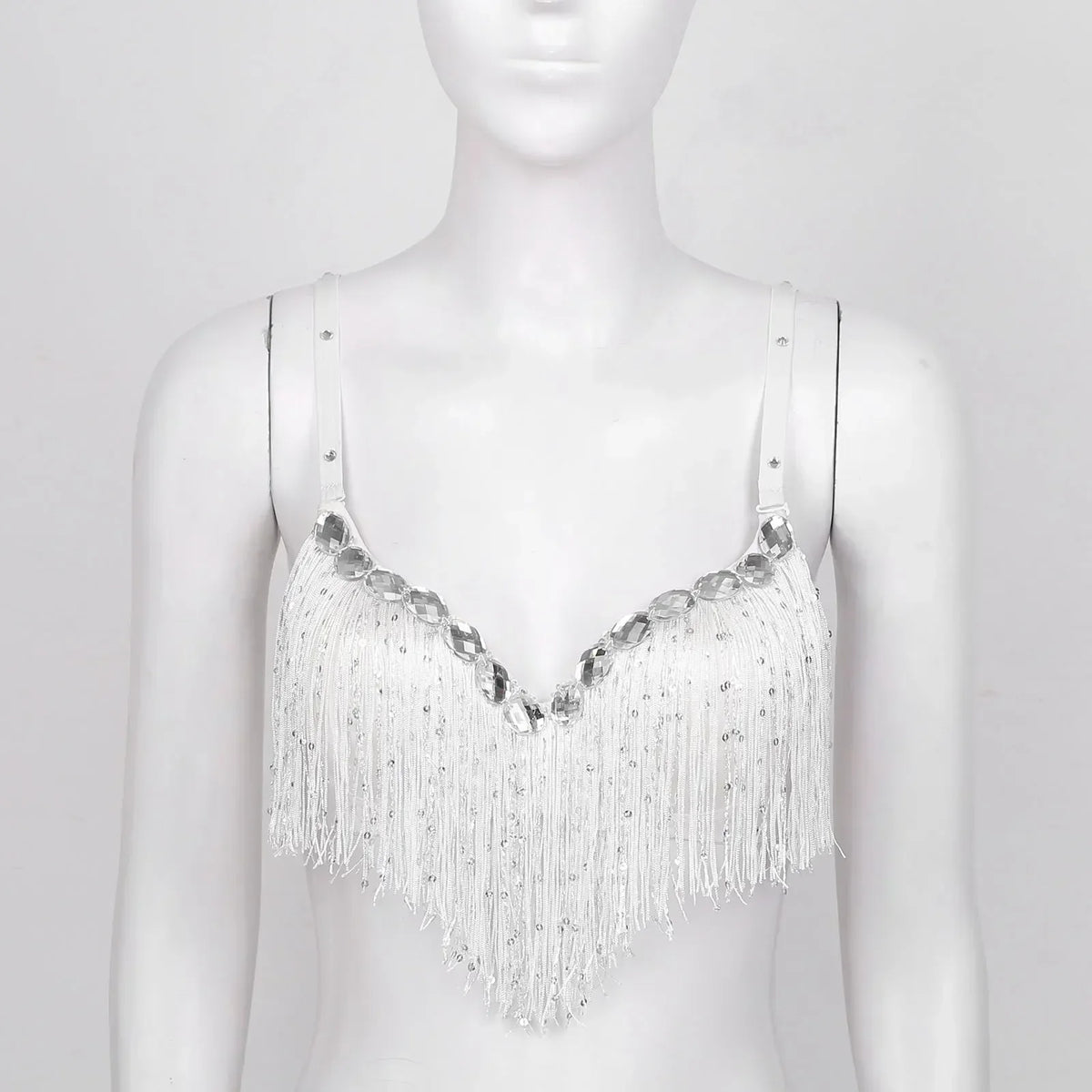 The Stardust Oasis Sirena – Sequined Tassel & Rhinestone Push-Up Belly Dance Bra Top