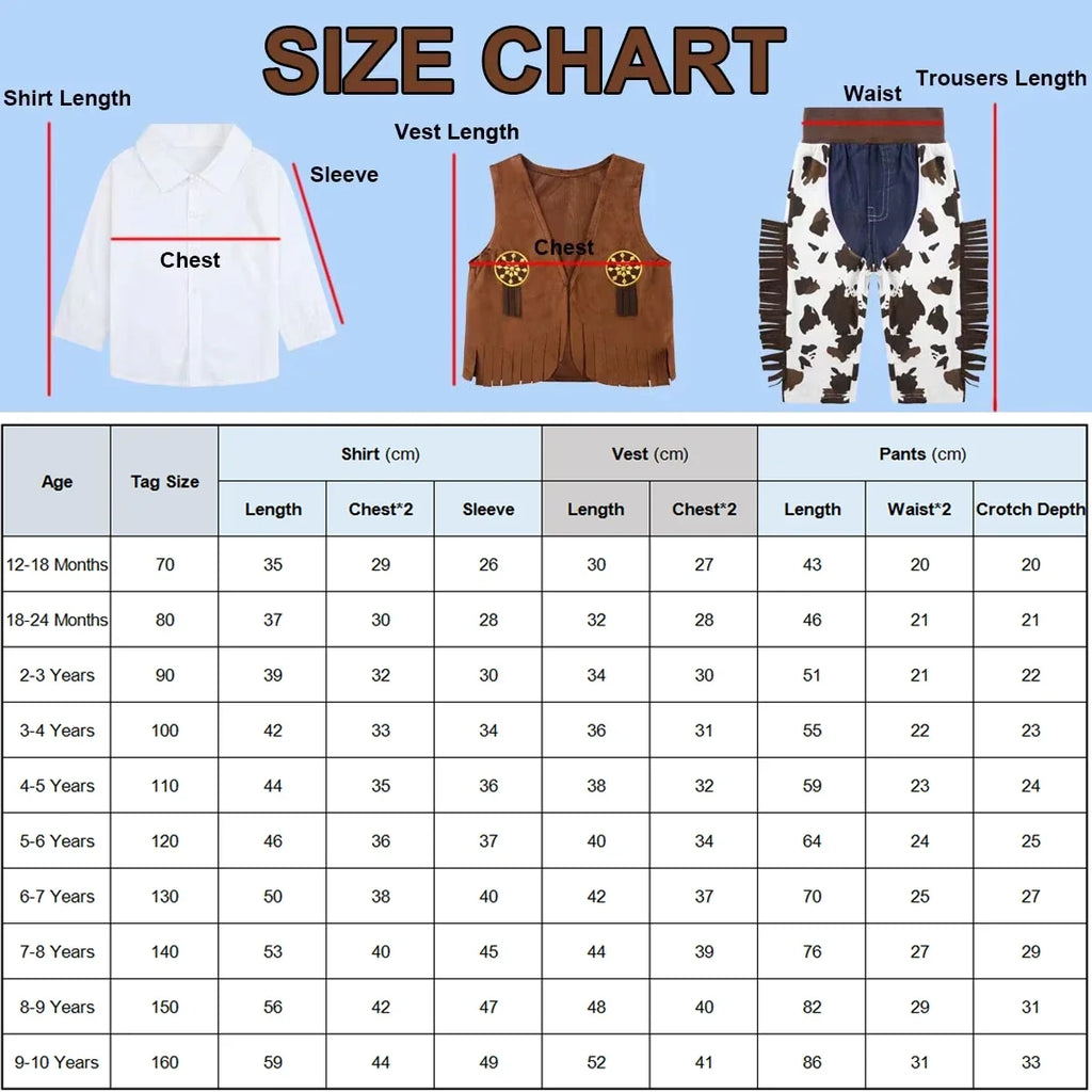 Boys Cowboy Costume 5 Piece Western Dress Up Set