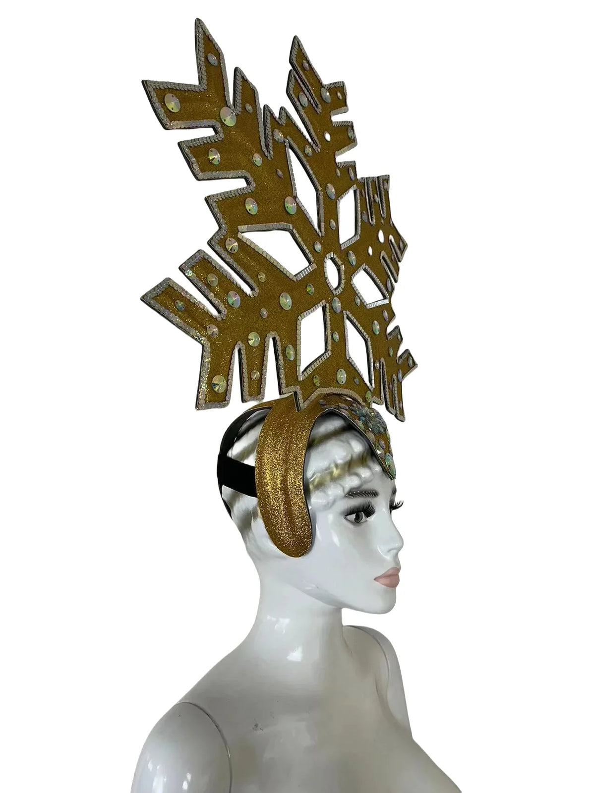 The Stardust Dionysia – Gold Snowflake Starburst Carnival & Masque Ball Crown