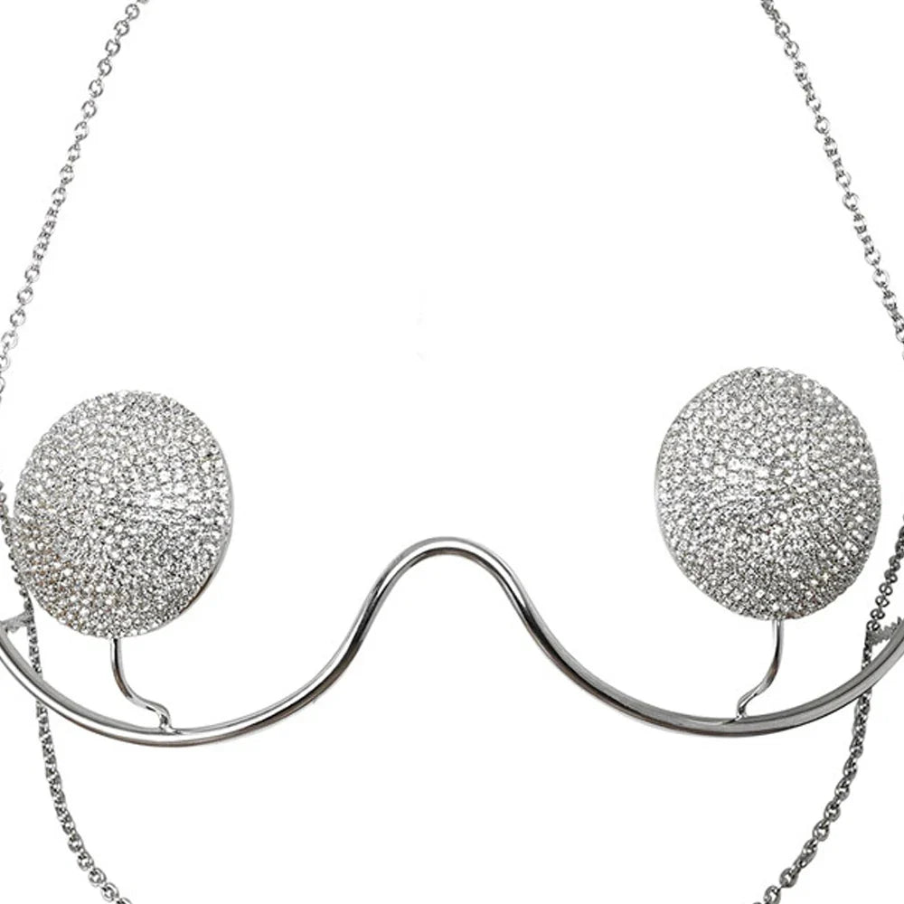 The Stardust Empress – Metal Chest Bracket & Rhinestone Bra Body Chain Jewelry