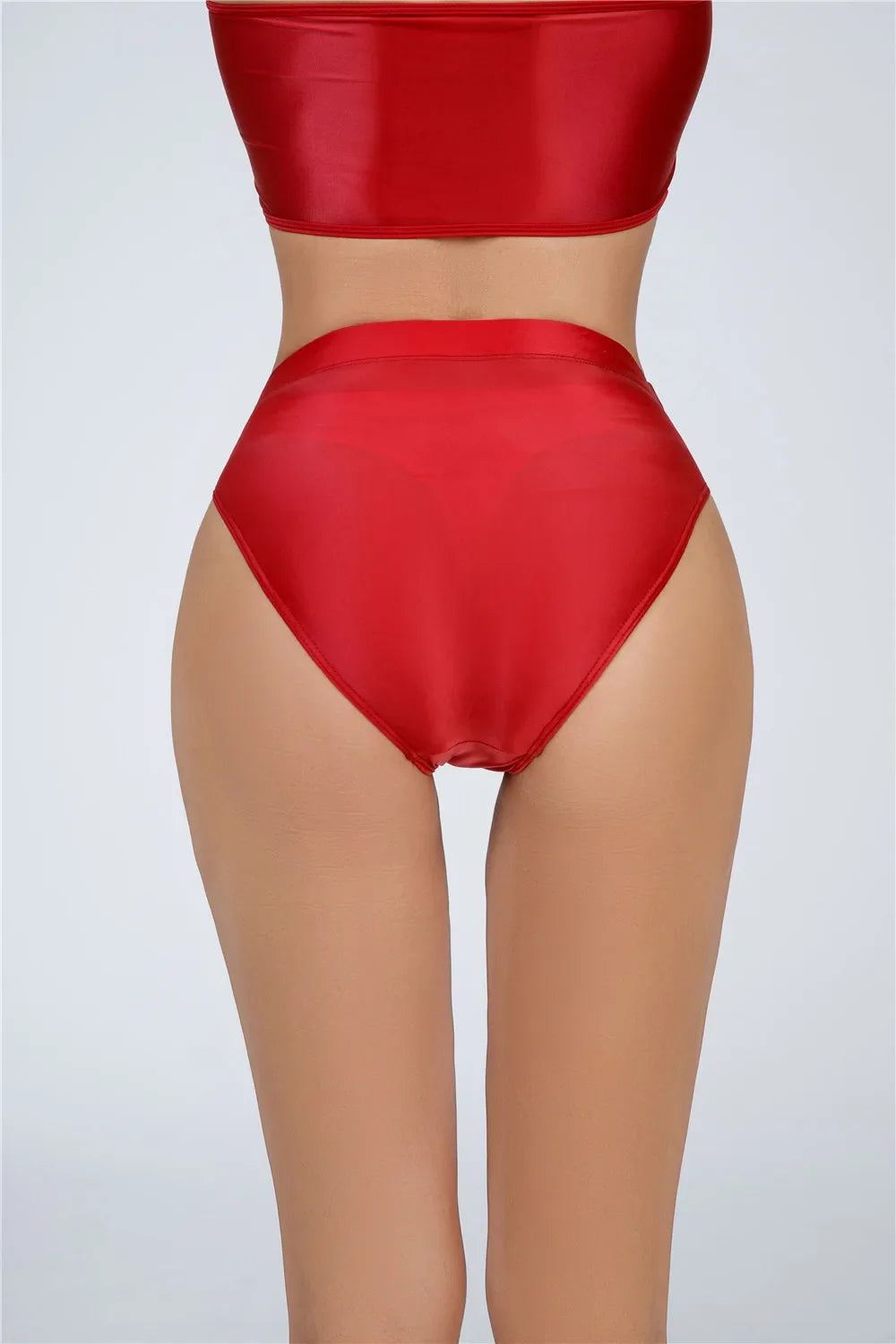 High-Waist Oil Glossy Sheer G-String Thong Satin Smooth Seamless Briefs