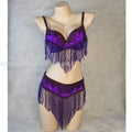 The Stardust Cabaret 2-Piece Ensemble – Luxury Sequin Fringe Bra & Belt Set