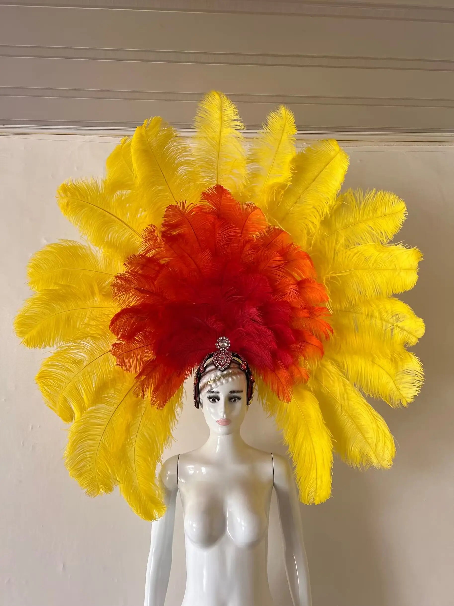 The Stardust Dionysia – Elegant Faux Fur & Rhinestone Samba Carnival Headdress