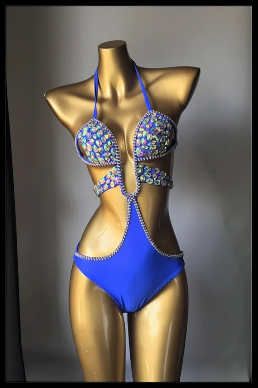 Dazzling Beaded Chest Harness & Bikini Body Jewelry Set