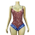 Twinkling Rhinestone Stars High-Cut Stage Bodysuit Dance Performance Leotard