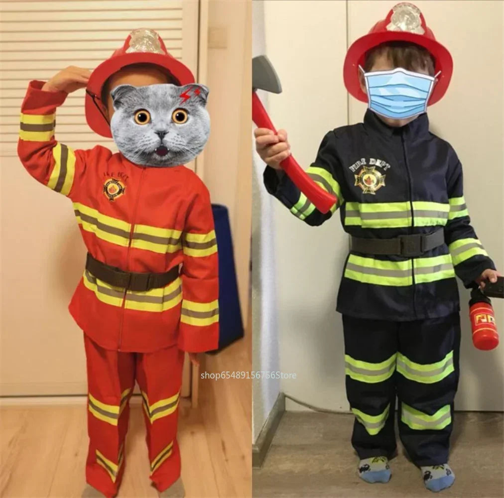 Kids Fireman Cosplay Costume Uniform – Role Play Outfit