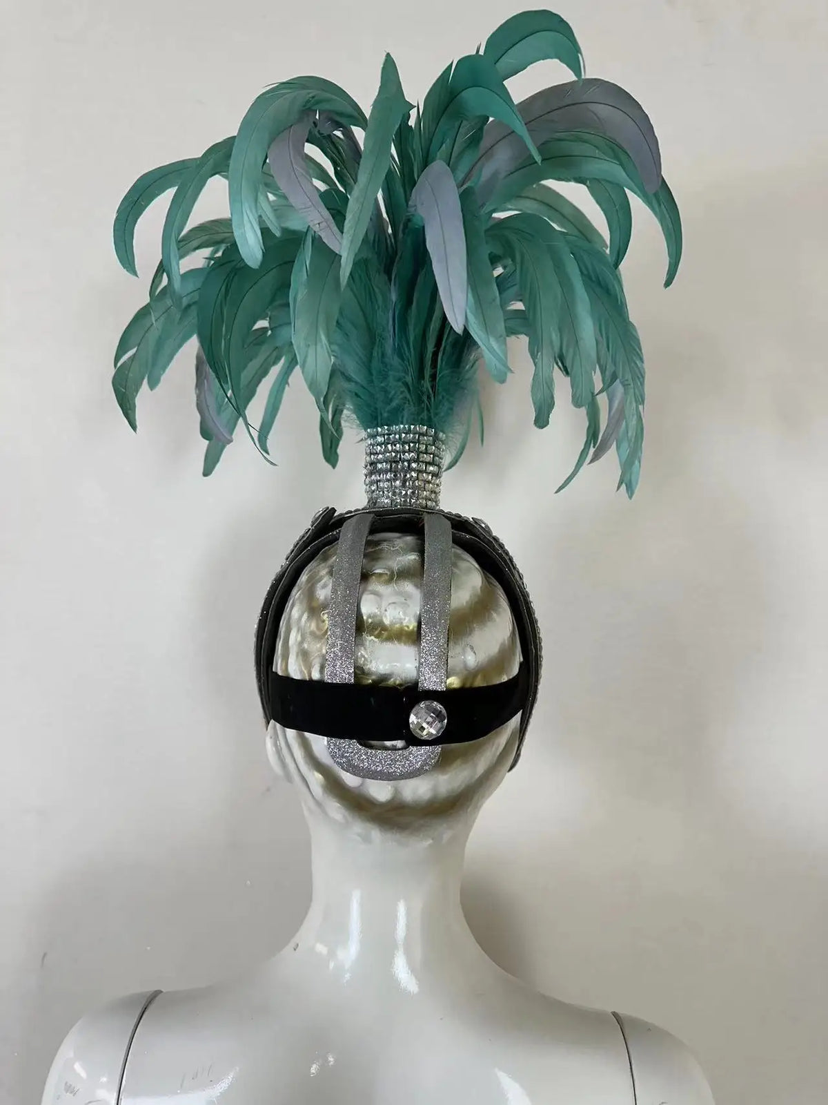 The Stardust Dionysia – Mint Green Feather Carnival & Masque Ball Headdress