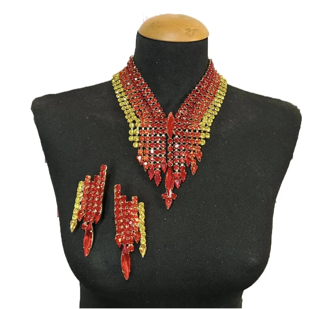 Rhinestone V-Neck Chain Necklace
