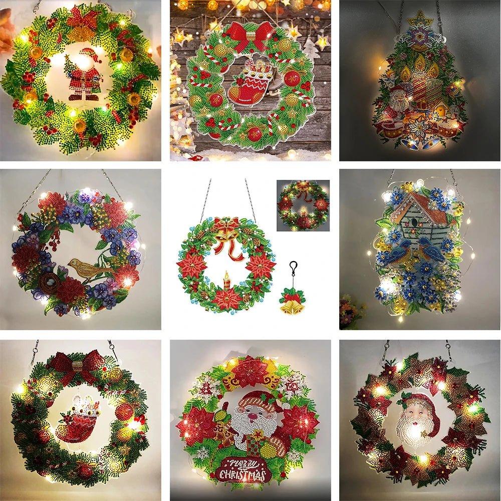 DIY Diamond Mosaic LED Christmas Wreath