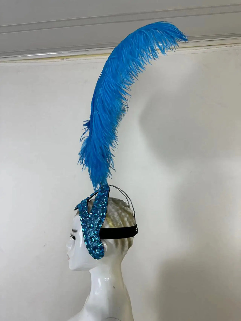 The Stardust Azure Sovereign – Royal Blue Feather Samba Carnival Headdress