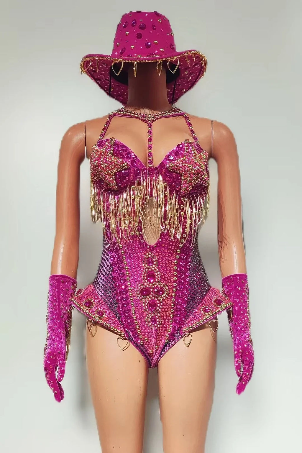 The Stardust Showstopper 4-Piece Rhinestone Ensemble – Luxury Stage Bodysuit & Jumpsuit Set