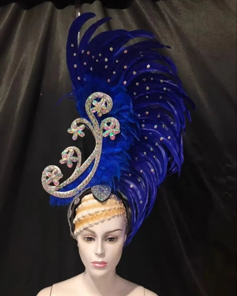 The Stardust Royal Plume – Feathered Carnival & Cabaret Stage Headdress
