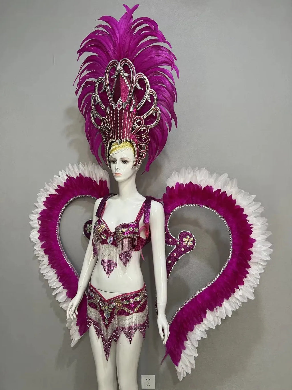 Jewel-Toned Feathered Wings and Headdress Set