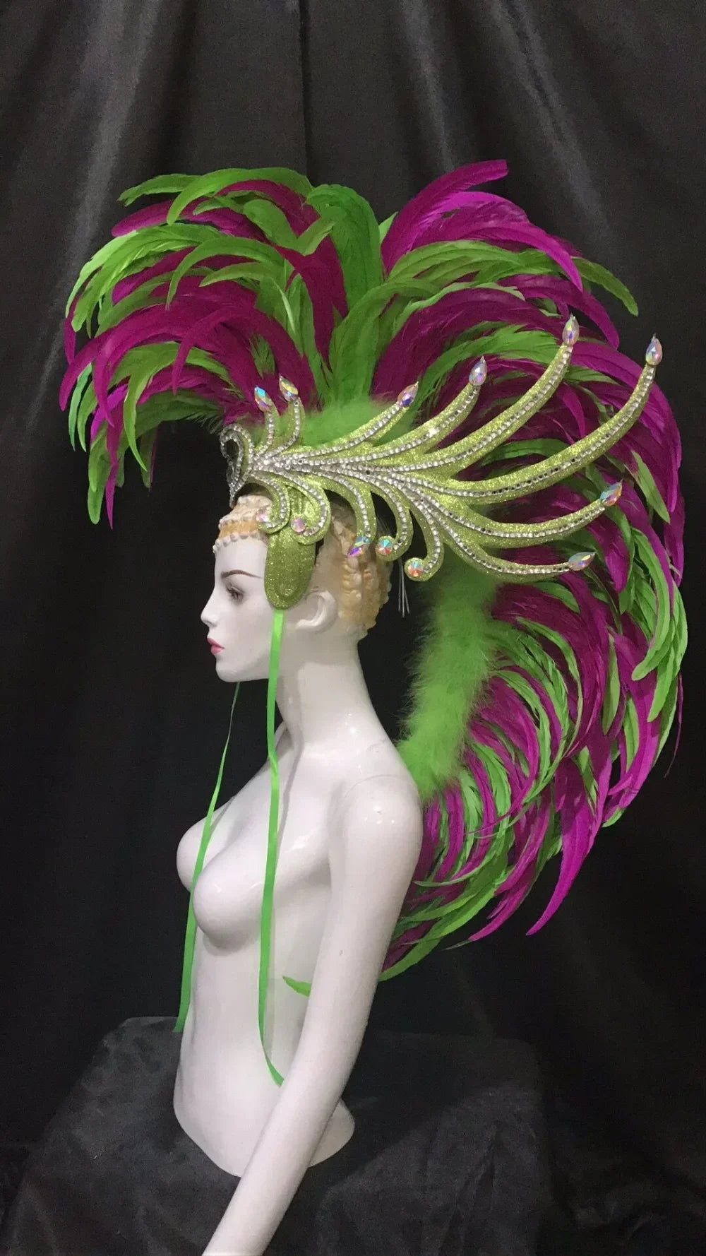 The Stardust Dynasty – Majestic Velvet & Feather Samba Masquerade Crown