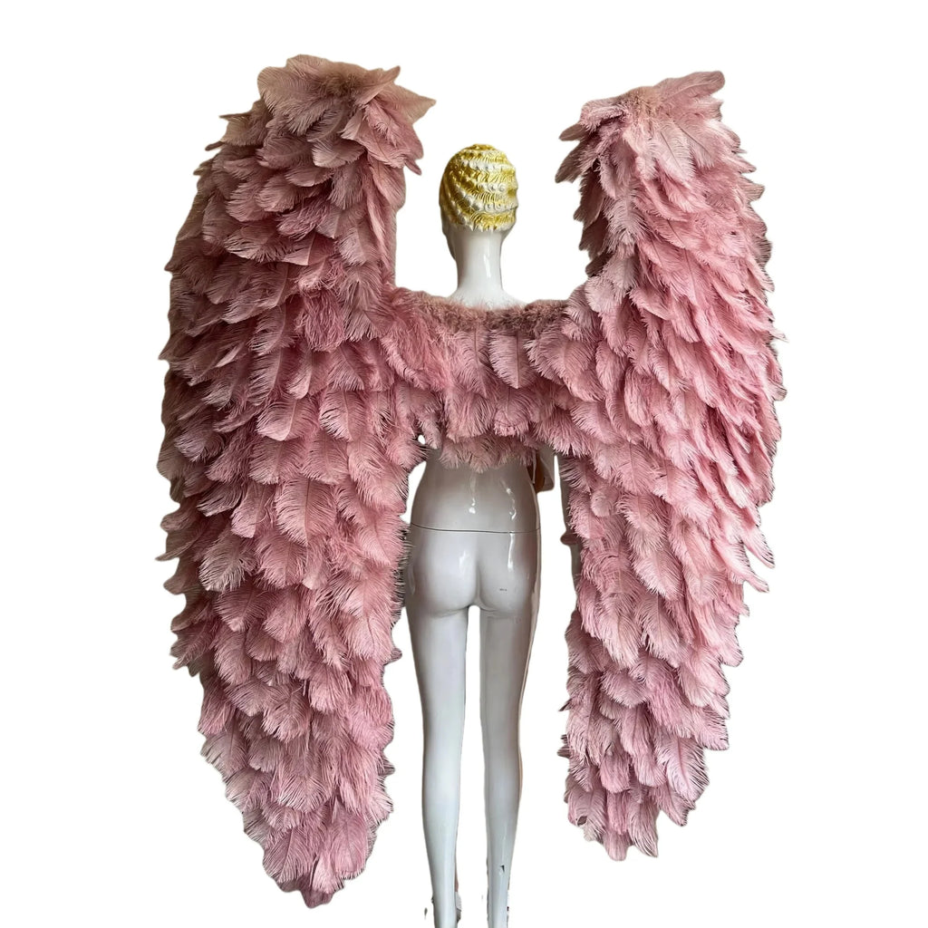 Large Feather Angel Wings Backpiece with Shoulder Straps
