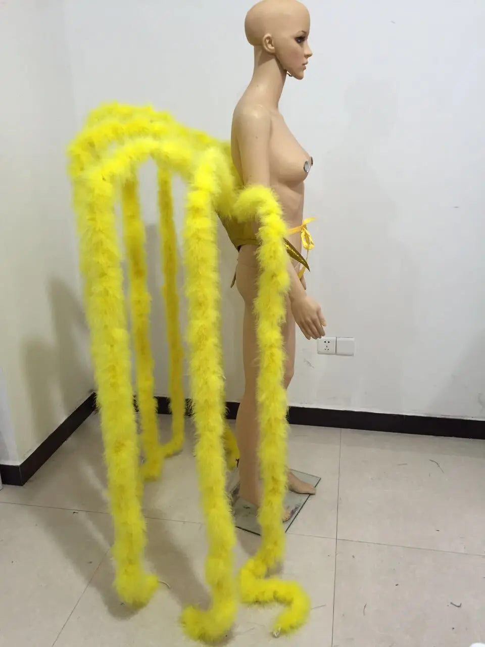 Long Feather Waterfall Backpiece Costume Accessory