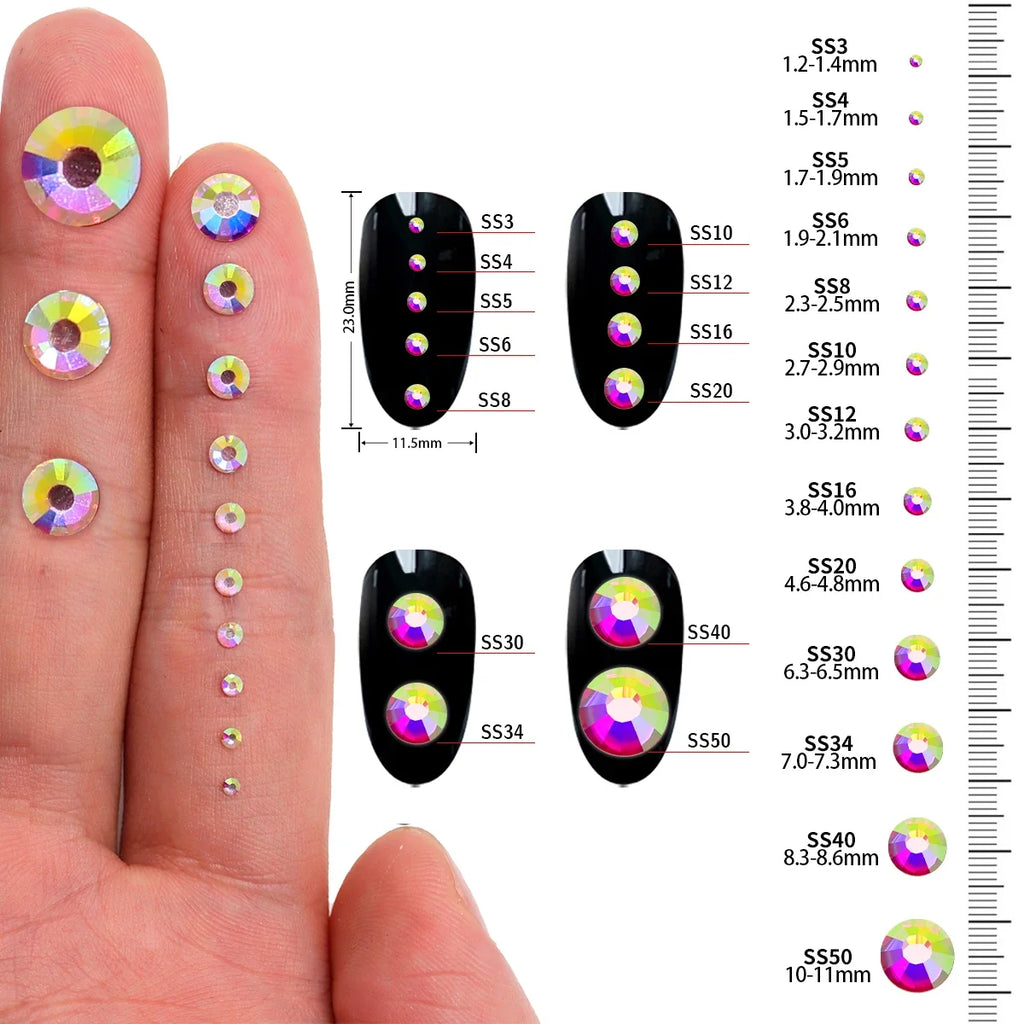 SS3-SS60 AB Gold Bottom Non-Hotfix Glass Flatback Rhinestone