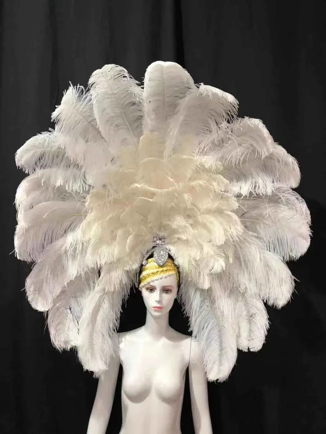 The Stardust Dionysia – Elegant Faux Fur & Rhinestone Samba Carnival Headdress