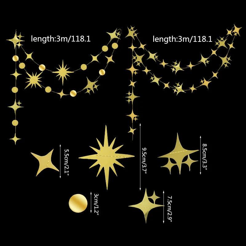 3 m Metallic Star Paper Garland