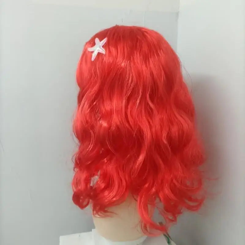 Long Red Curly Mermaid Cosplay Wig with Starfish Accessories
