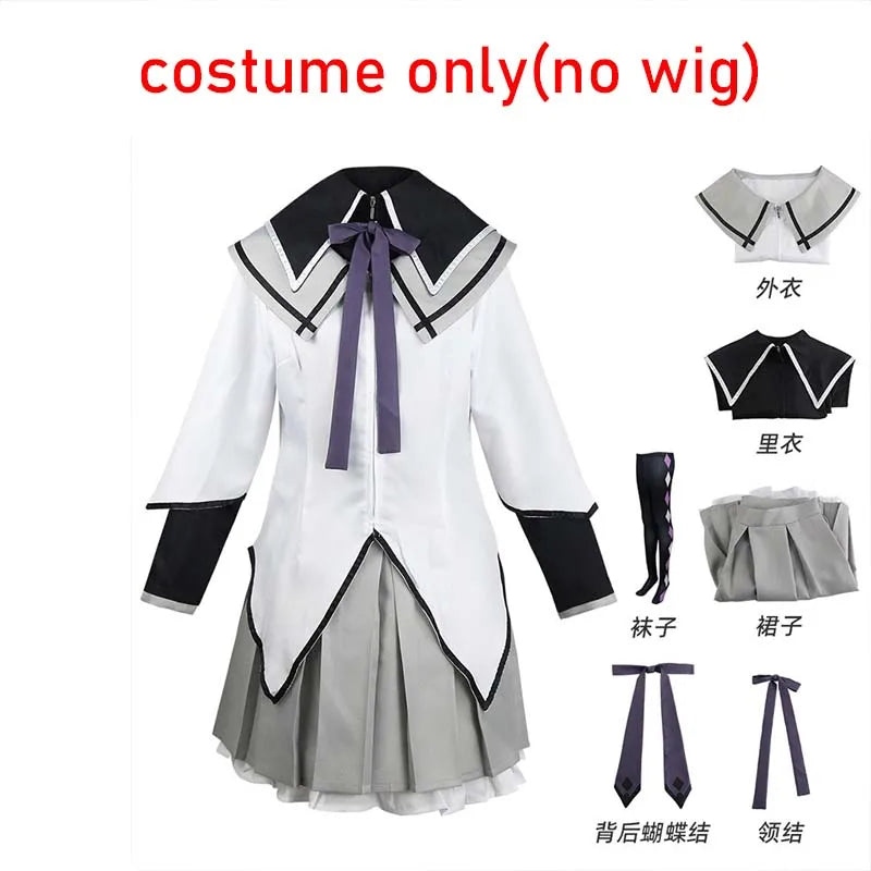 Akemi Homura Anime Cosplay Costume – Fighting Uniform Outfit