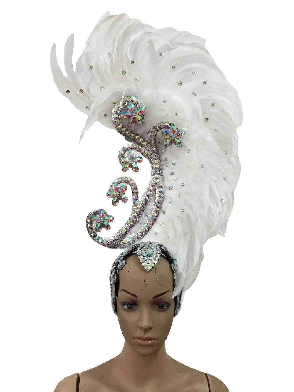 The Stardust Royal Plume – Feathered Carnival & Cabaret Stage Headdress