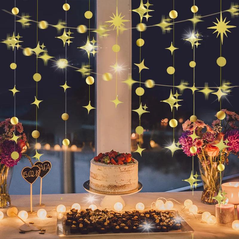 3 m Metallic Star Paper Garland