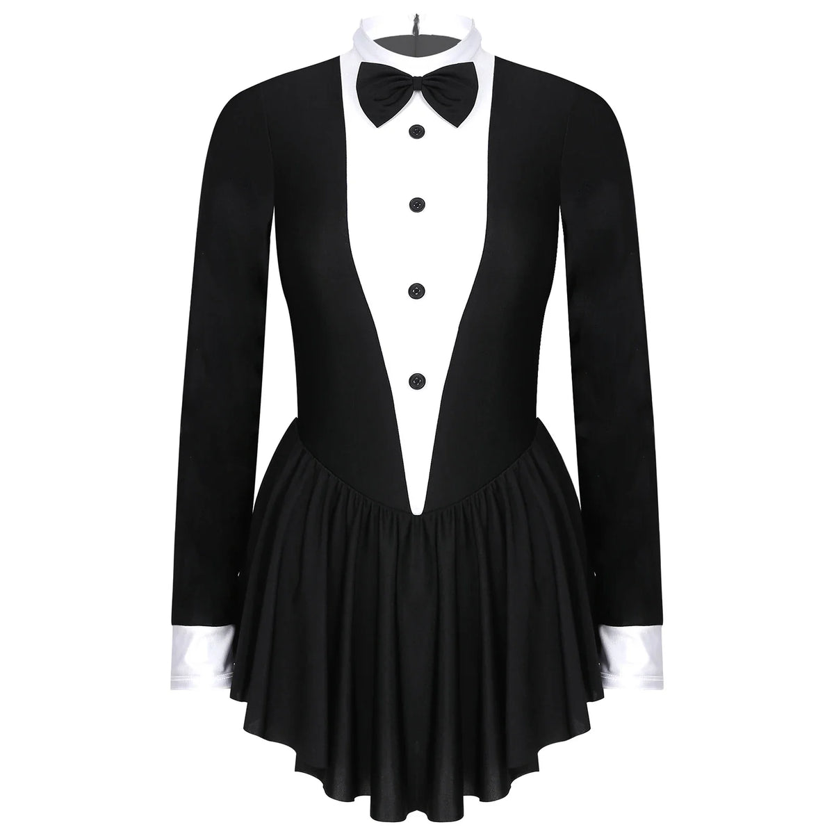 The Stardust Showgirl Tuxedo Leotard Dress – Luxury Long Sleeve Latin Dance & Stage Wear