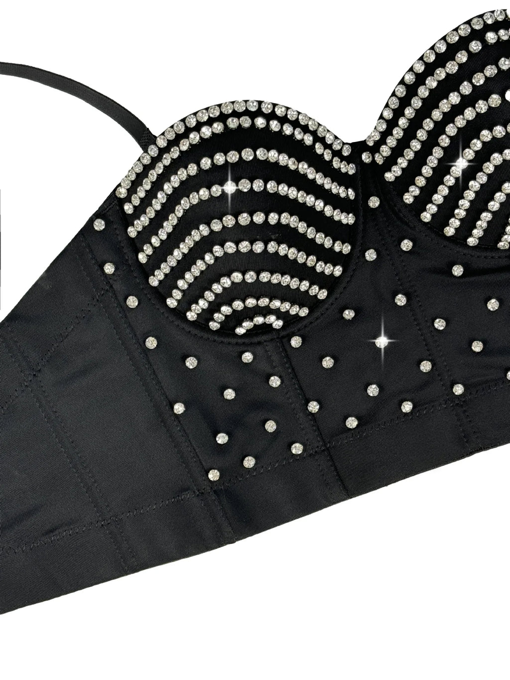 The Stardust Prism Siren – Embroidered Diamond Bustier Corset Crop Top