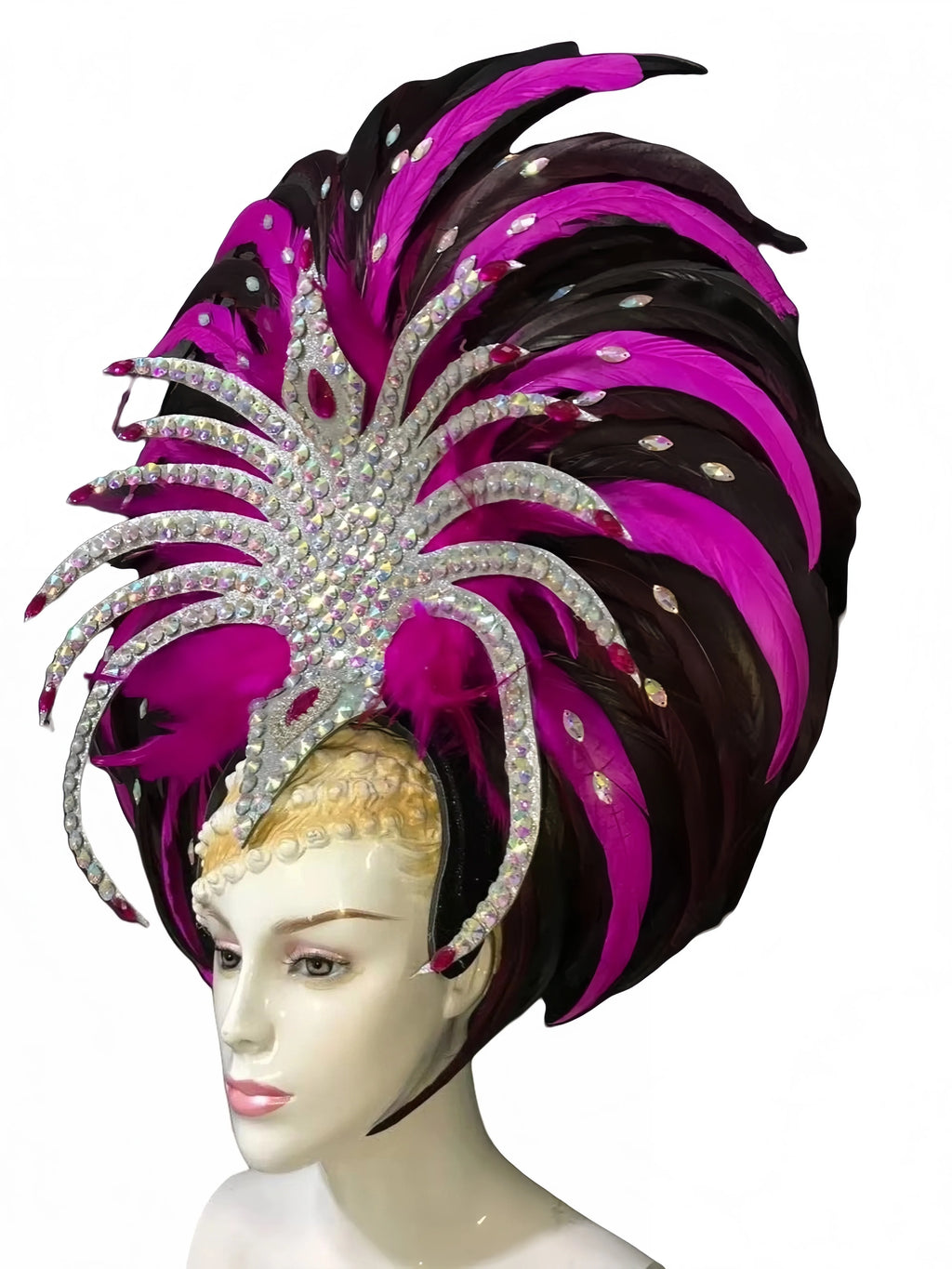 Feather headdress samba costume carnival halloween party bar performance hat makeup dance wings parade