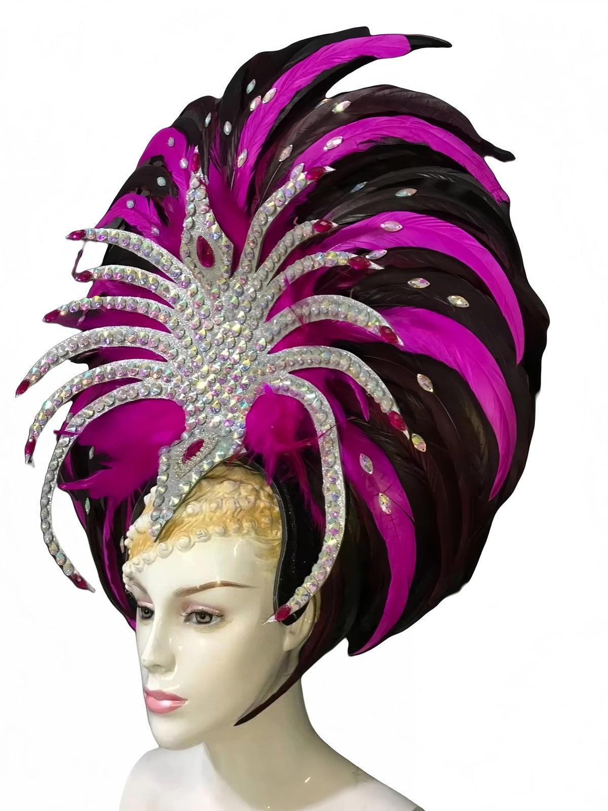 Feather headdress samba costume carnival halloween party bar performance hat makeup dance wings parade