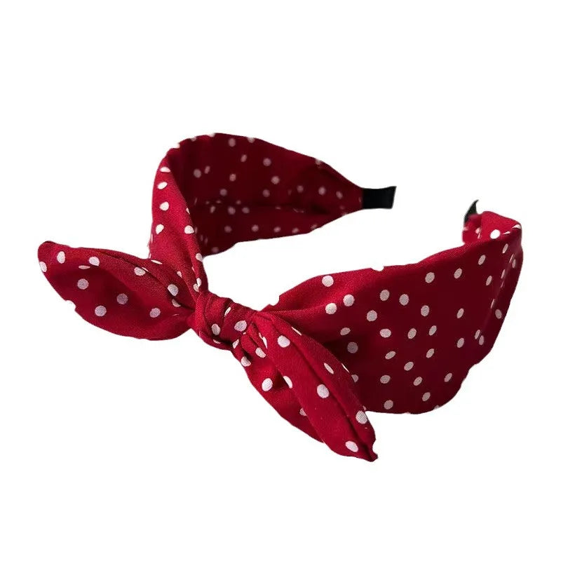 Vintage Red Bow Wide Headband for Women